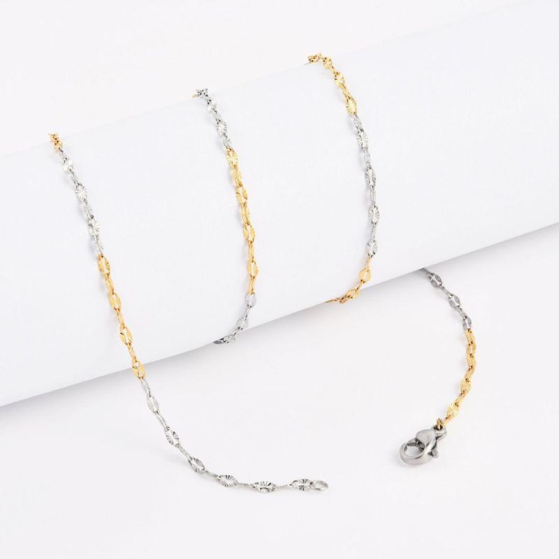 Wholesale Layering 18K Gold Plated Necklace BS Jewelry with Flower Embossed Chain for Lady