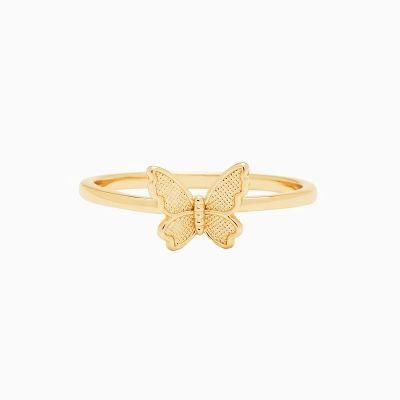 2022 Fashion Women 18K Gold Plated Custom Jewelry 925 Sterling Silver Simple S925 Finger Butterfly Rings for Lady