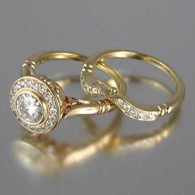 Custom Gold Filled Two Piece Two in One Womens Wedding Ring Jewelry