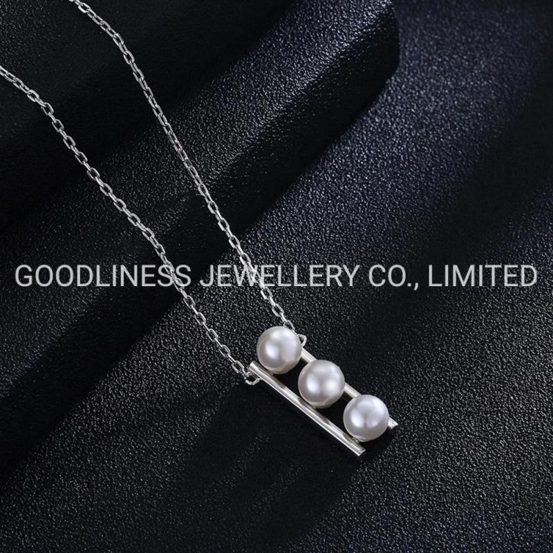 Elegant 925 Sterling Silver Jewelry Women Pearl Pendant Necklace