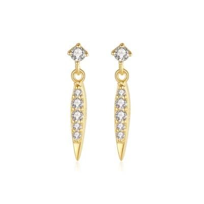 14K Gold Plated CZ Earrings with Pearl Crystal for Women