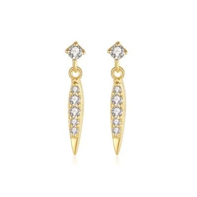 14K Gold Plated CZ Earrings with Pearl Crystal for Women
