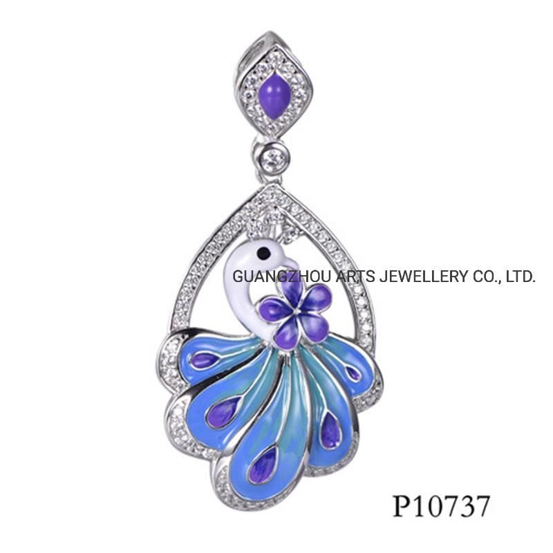 Summer Element Cute 925 Sterling Silver Slipper Enamel Pendant