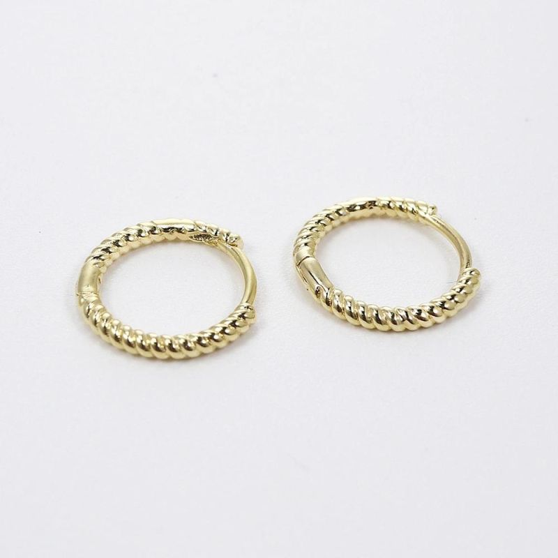 Custom Fashion 18K Gold Plated Jewelry 925 Sterling Silver Circular Twist Rope Huggie Hoop Earrings for Men Women