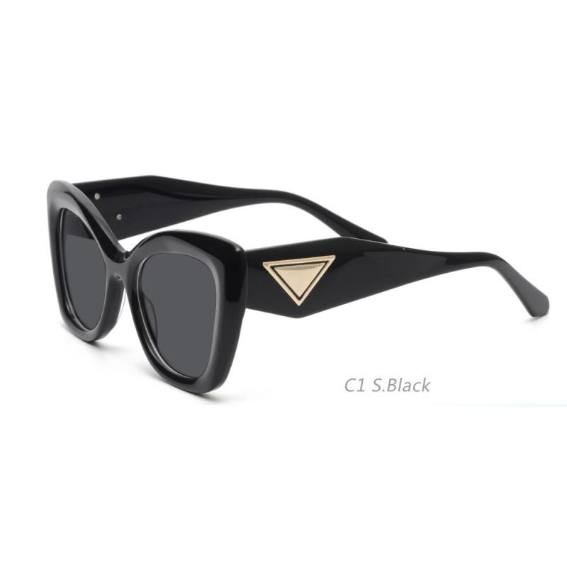 Over Size Triangle Metal Trim Acetate Tac Sunglasses