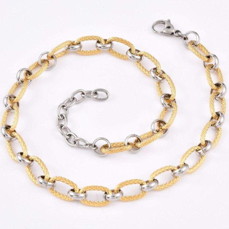 Fashion Jewelry Elegant Silver Gold Two-Tone Polished Jewelry Necklaces for Gift Party Stainless Steel Jewel Design