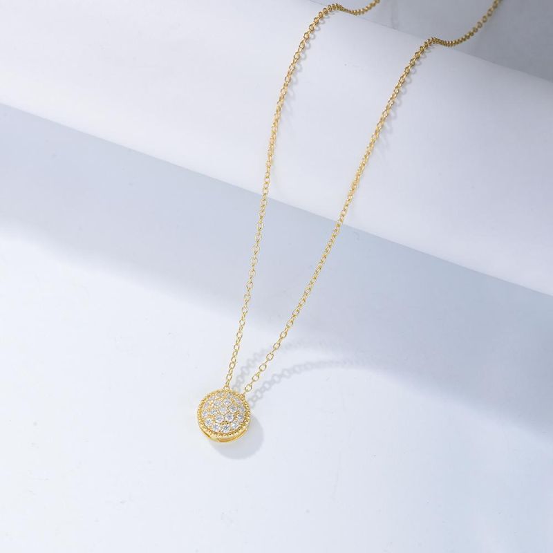 Simple Design Silver 925 Jewllery Gold Plated Zirconia Pendant Necklace