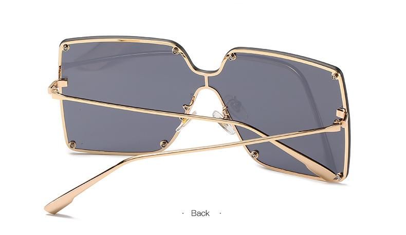 Metal Big Frame One-Piece Sunglasses Female European and American Trend Jelly Color Sunglasses Square Ocean Lens Glasses