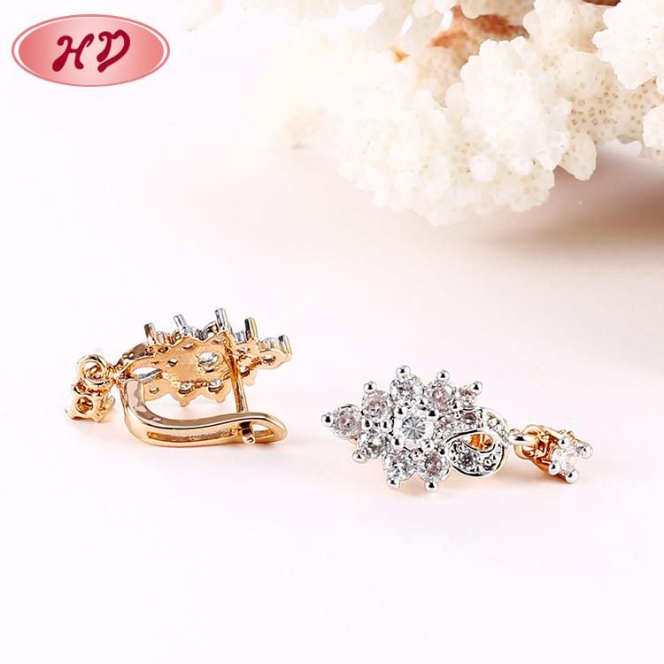 Women Fashion Costume Imitation Jewelry 14K 18K Gold Plated CZ Pearl Hoop Huggie Earring