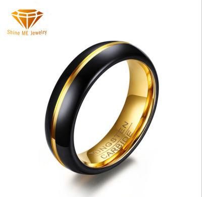 6mm Tungsten Steel Black Gold Ring Men&prime;s Ring Jewelry Tst8135