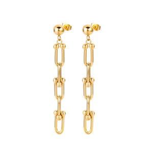 Jewelry Wholesale Women Stainless Steel Paperclip Chain Earrings