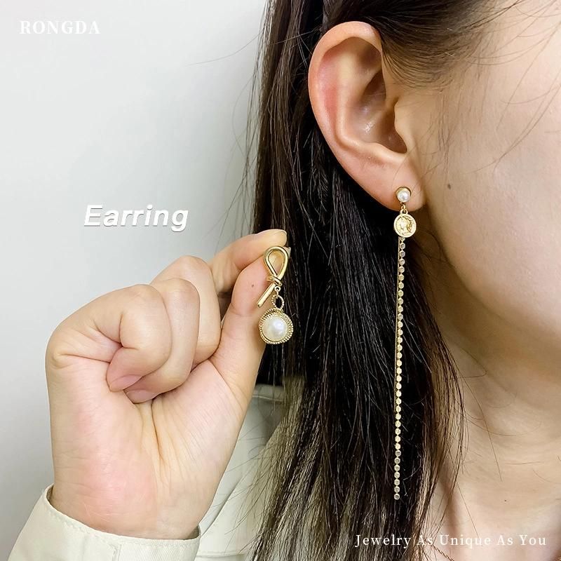Fashion Long Tassel Asymmetric Knot Pearl Earrings Jewelry