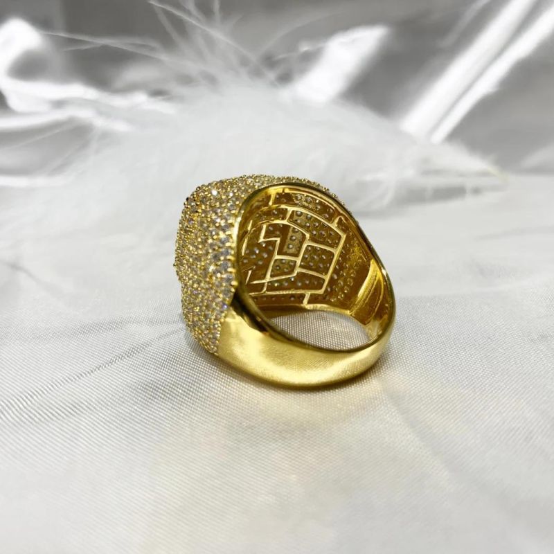2022 Hip Hop Jewelry K Gold/925 Silver Gift Ring
