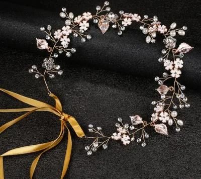 Rose Gold Crystal Flower Headband. Bridal Wedding Crystal Hair Comb Hair Vines Headband Headpiece