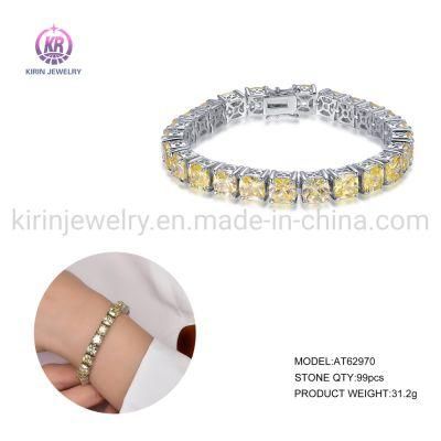 2022 Girl Canary Diamond Bracelets Jewelry Yellow Stone Designer Cuff Bracelet Homme Women Friendship Silver Crystal Bracelet