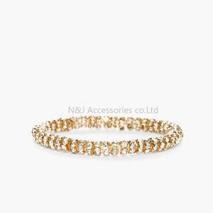 Fashion Jewellery Gold Plated Crystal Bead Elastic Colorful Women Bracelet