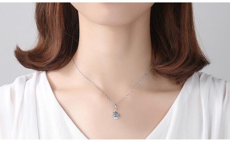Gemstone Heart of The Sea Blue Pendant Women Accessories Necklace