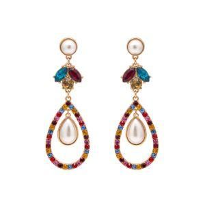 Hot Sale New Design Fashion Jewelry Ruby Pearl Statement Earrings
