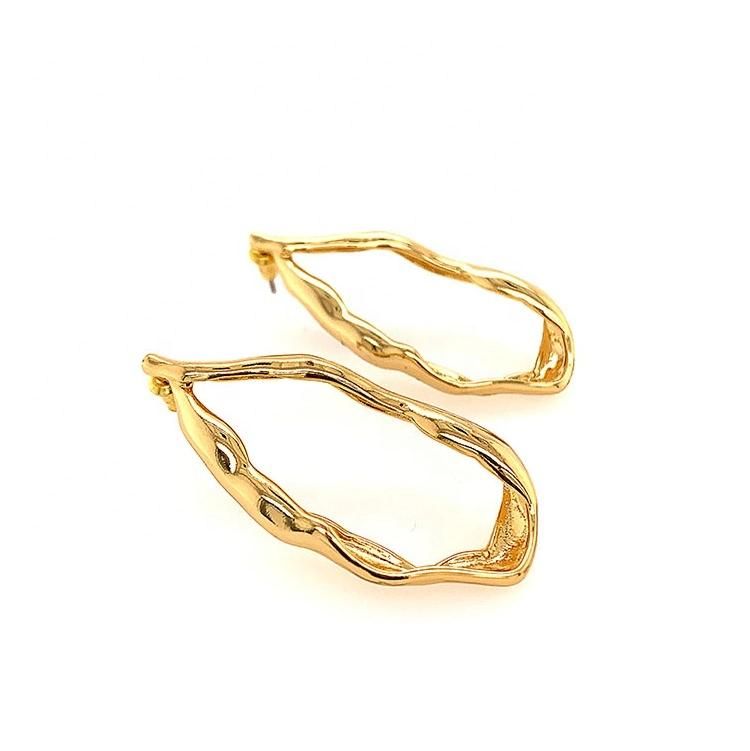 Water Resistant Jewelry Irregular Oval Big Gold Hoop  Bohemian Vintage Earrings