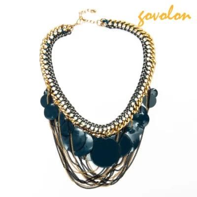 New Fashion Resin Necklace Chain with Metal Tassels