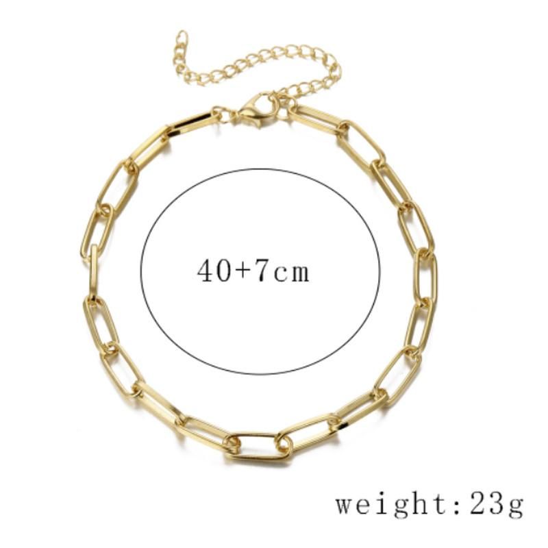 Gold Plated Necklace Paperclip Jewelry Rectangle Chain with Clasp