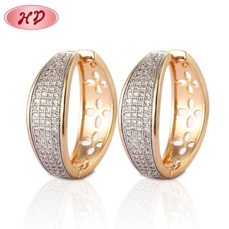 Fashion 18K Gold Silver Jewelry Alloy Stud Drop Hoop Huggie CZ Earrings with Crystal for Women