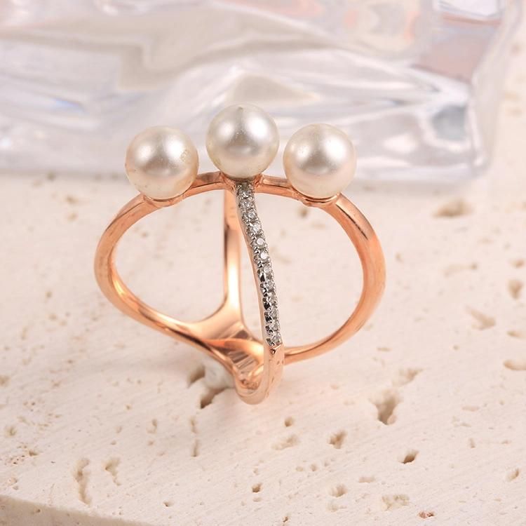 925 Silver Fashion Accessories Three Pearl Ball Shining Cubic Zirconia Lab Diamond 18K Gold Plated Fashion Jewelry Women Jewelry Fine Earrings