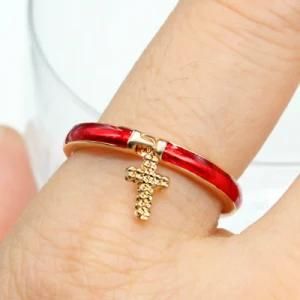 Cross Design Jewelry Women Fashion Colorful Enamel Rings