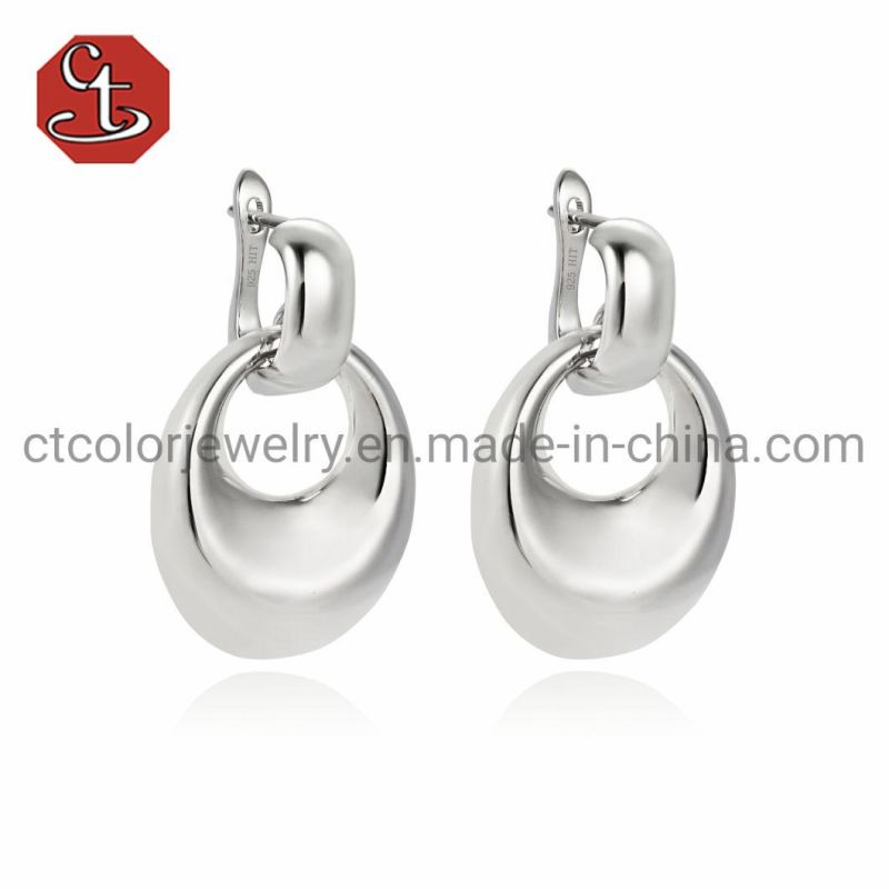 Fashion Jewelry 925 Sterling Silver Enamel Lovely Moon Cat Shape Earrings for Women