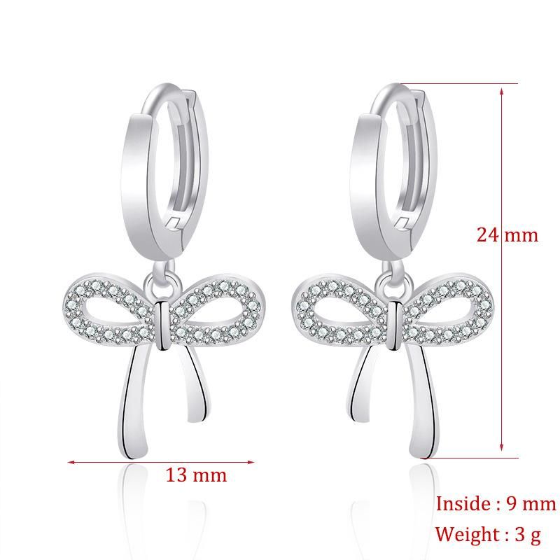 Cute Bow Ear Nail Dangle Hoop Earrings for Women Rose Gold Earring Hoops Jewelry