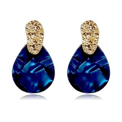 Fashion Jewelry Vintage Blue Teardrop-Shaped Acetate Plate Earrings Resin Earrings