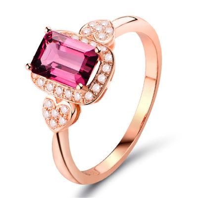 Natural Ruby Ring Tourmaline Female-Plated Rose Gold Ring