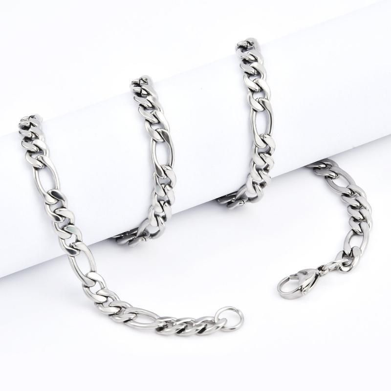 All Sizes: 7"-14" Gold Figaro Bracelet & Anklet for Men′s Women′s Stainless Steel Figaro 3+1 Link Bracelet and Anklet