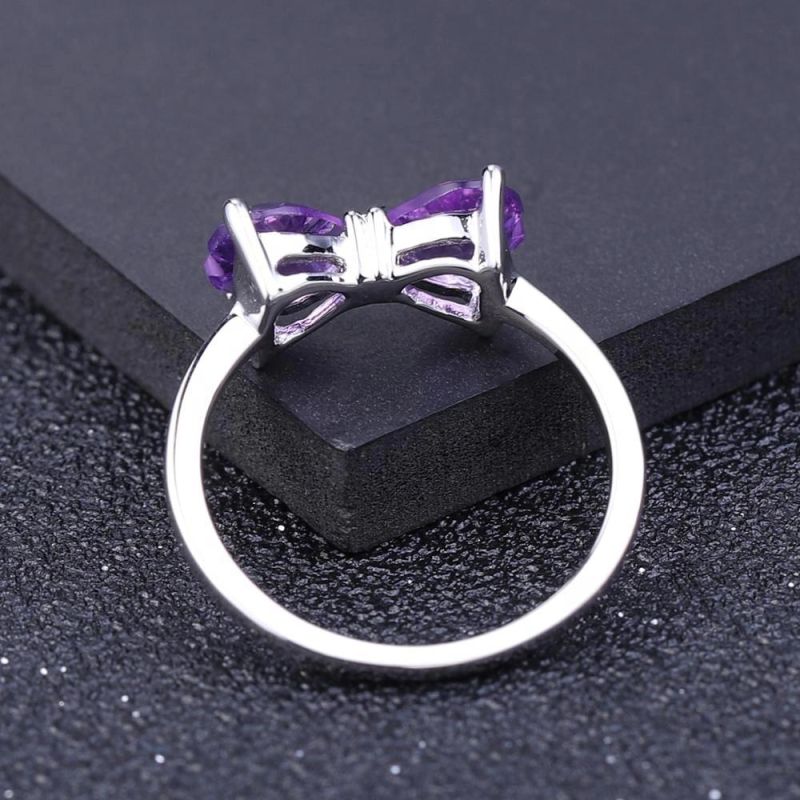 Milo Amethyst Ring Natural Gemstone Heart Ring 925 Sterling Silver Ring Classical for Women Valentine Gifts Jewelry