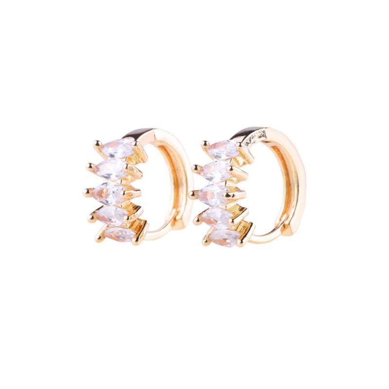 Fashion Gold Female Zircon Hoop Huggie Earring for Gift Decoration