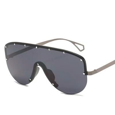 Metal Frame Sunglasses Colorful Lenses One-Piece Sunglasses Trendy Sunglasses
