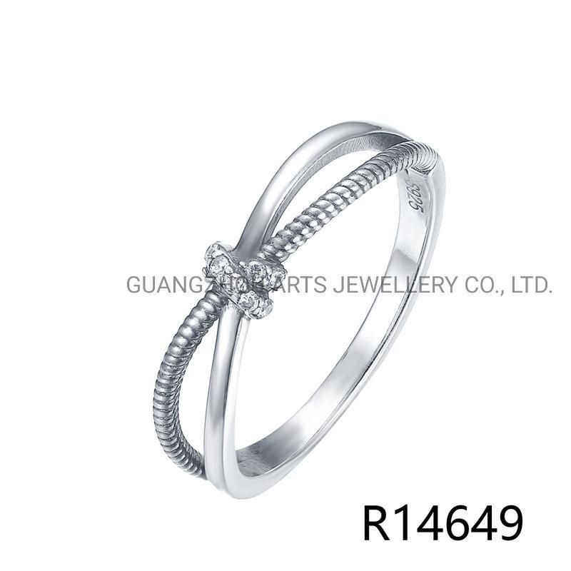 Fashion 925 Sterling Silver Three Layer Line Ring