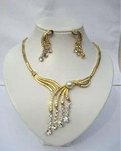 Zinc Alloy Necklace with CZ Rhinestones Jewelry Set (XPK-JS-024)