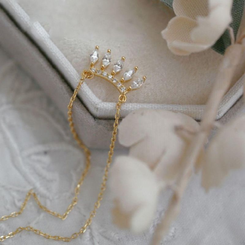 Fashion Jewelry 925 Sterling Silver 18K Gold Plated Five White Waterdrop Design Pendant Necklace for Women Necklaces Jewelry