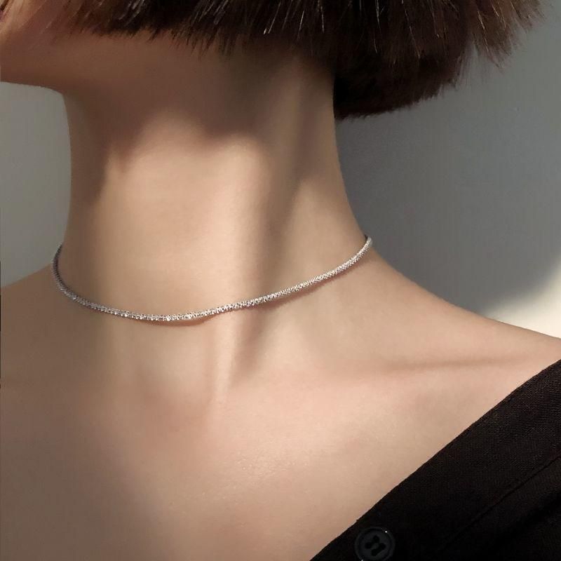 Fashion Fine Jewelry Silver Colour Sparkling Clavicle Chain Choker Necklace