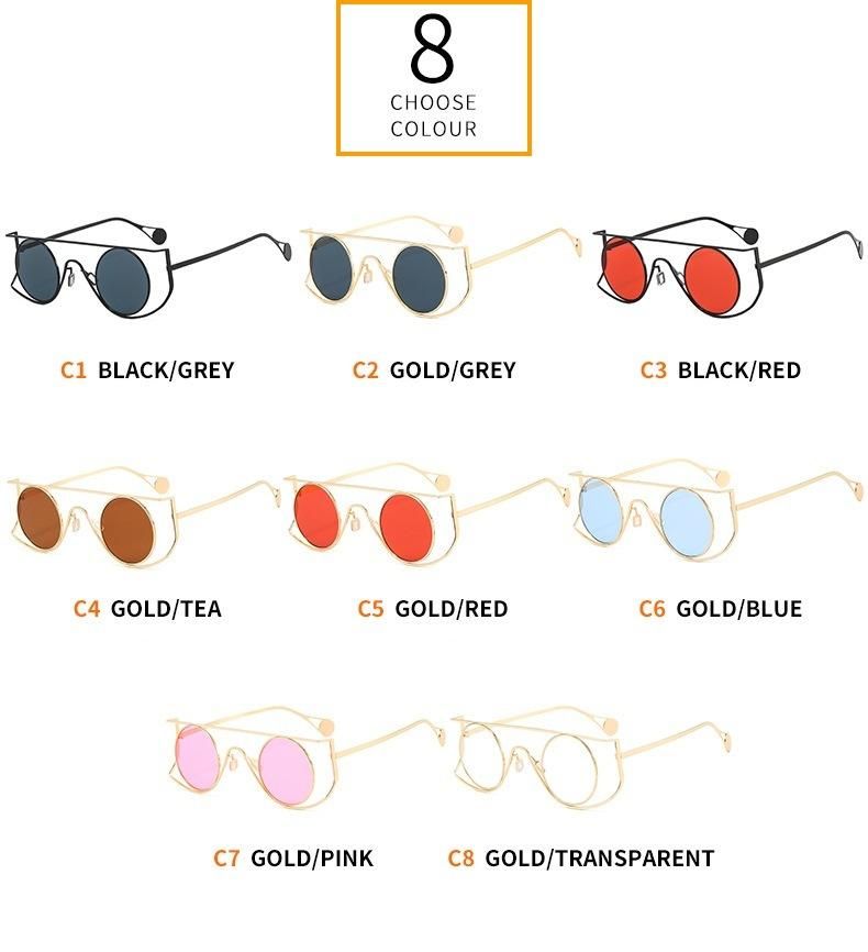 Classic Frame Round Sunglasses Women/Men Brand Designer Alloy Mirror Male Female Punk Sun Glasses