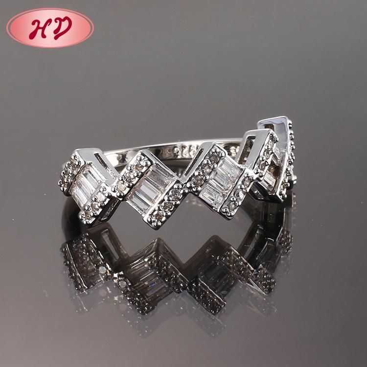 Fashion Women Silver Rhodium Plated Stainless Steel Engagement Wedding Finger Rings Jewelry Design
