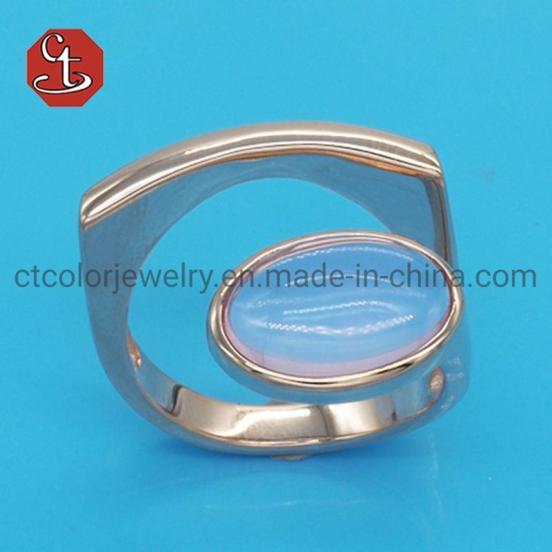Special Fashion 925 Sterling Silver Ring Faceted Cab Oval Shape Big Coffee Brown Pink Color Glass Rings For Women Girls Jewelry