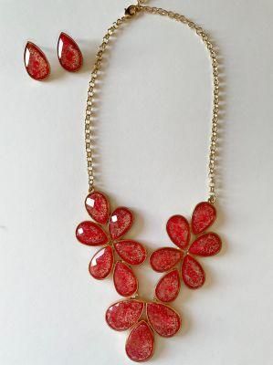 Fashion Jewellery Necklace and Earring Set with Red Crystal (15+3cm)