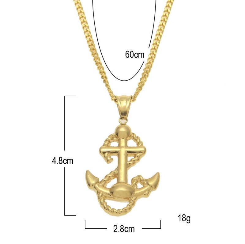 Titanium Stainless Steel Anchor Hip Hop Necklace