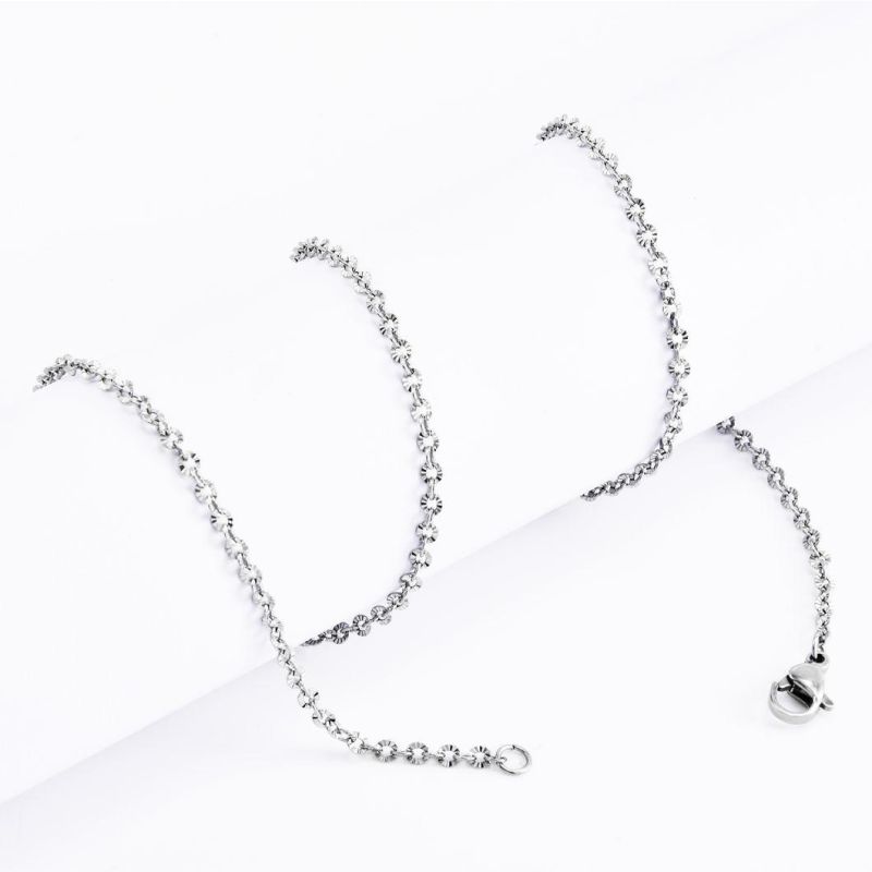 Hot Selling Fashion Gift Jewellery Set Stainless Steel Necklace Cable Chain with Flower Embossed for Jewelry Craft Design DIY