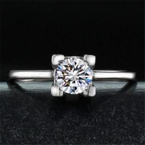 Sterling Silver Zirconia Round Solitaire Engagement Promise Ring