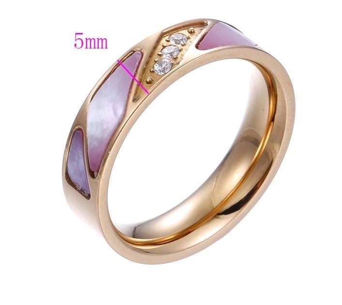 Unique Design Fashion Stainless Steel Jewelry Rose Gold Color Synthetic Zircon Ring