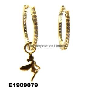 925 Sterling Silver/High Quality/Cubic Zircon/Angel Earring