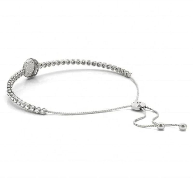 New Arrival Bracelet Round Illusion Center 925 Sterling Silver Adjustable Bracelet with Slider